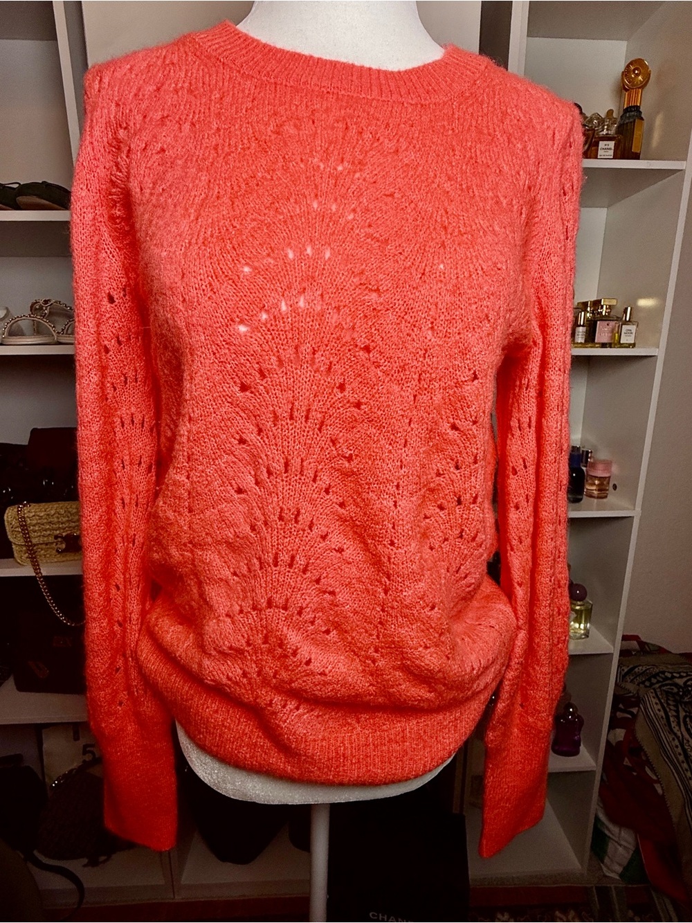 GAP Coral Openwork Crewneck Sweater